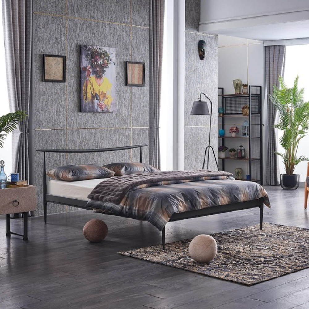 Unimet Daphne Çift Kişilik Ferforje Metal Karyola-Antrasit - Antrasit - 140 x 200 cm Karyola Fiyatı