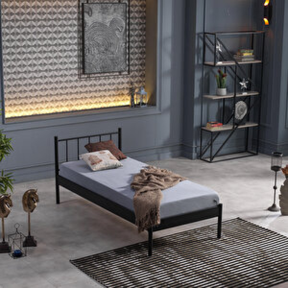 Unimet Falez-s Tek Kişilik Metal Karyola - Siyah 90x200 cm Karyola Fiyatı
