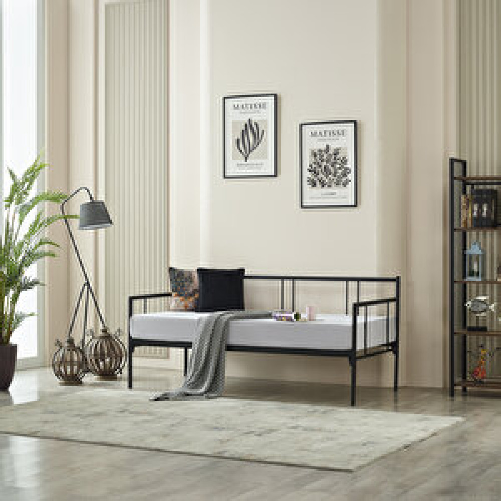 Unimet Forte Daybed Tek Kişilik Metal Karyola - Siyah 90x190 cm Karyola Fiyatı