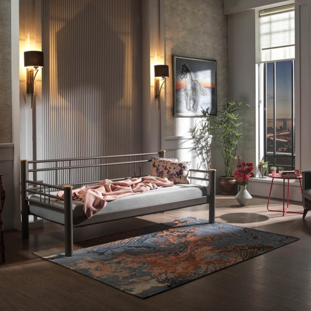 Unimet Kappis Daybed Tek Kişilik Metal Karyola 90x200 Kahverengi - 90 x 200 cm Karyola Fiyatı