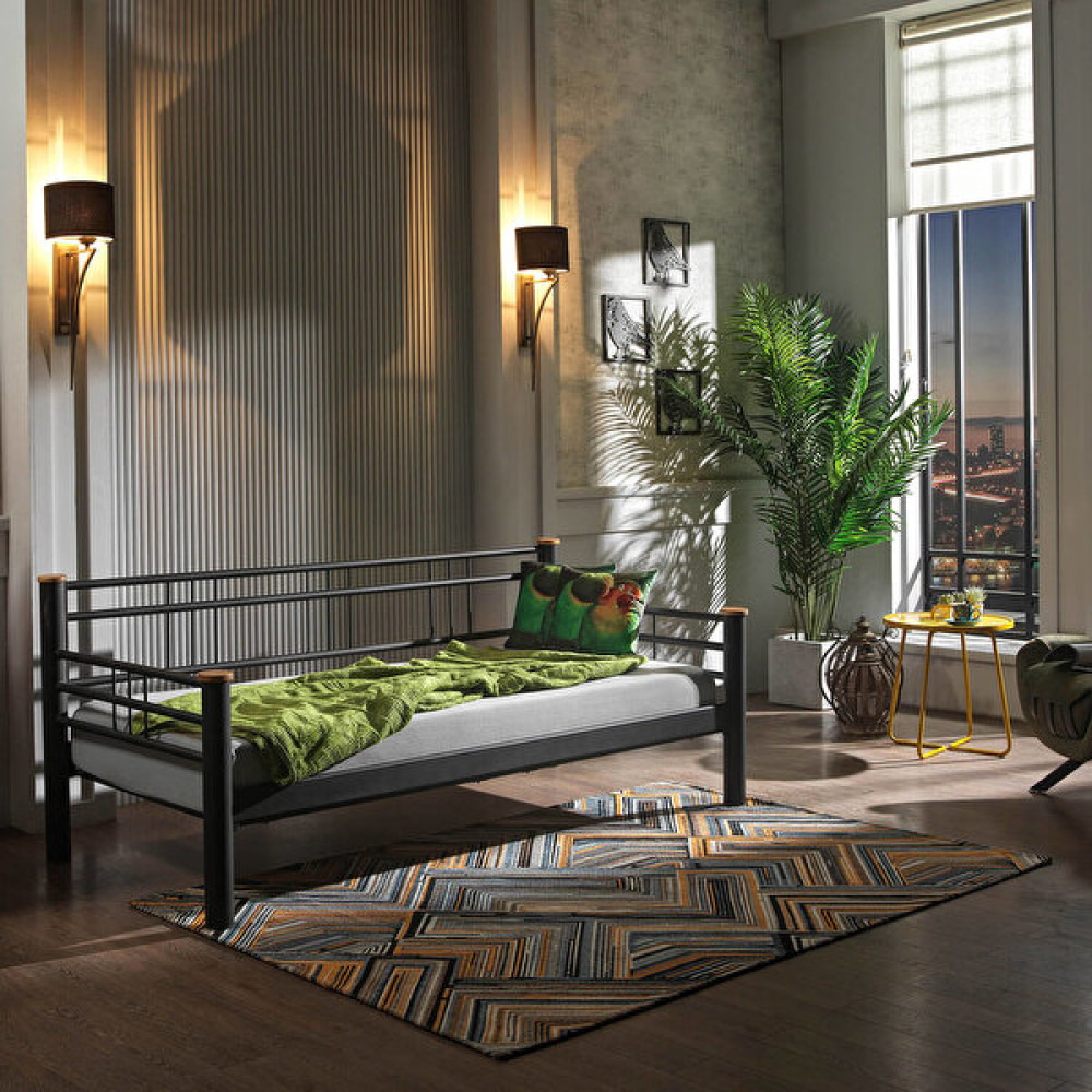 Unimet Kappis Daybed Tek Kişilik Metal Karyola 90x200 Siyah - 90 x 200 cm Karyola Fiyatı