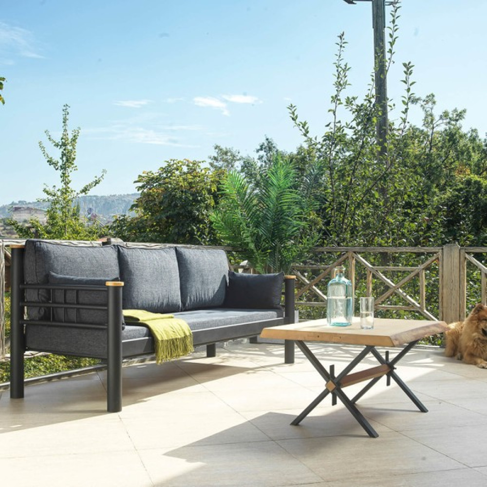 Unimet Kappis Dk Metal Sofa Sedir 70x200 Üçlü Koltuk Siyah - Antrasit Bahçe Koltuğu Fiyatı