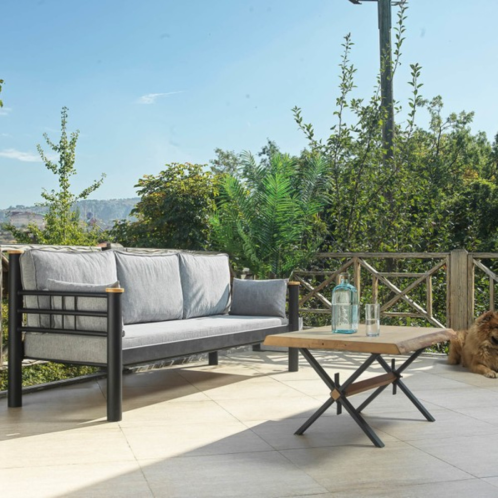 Unimet Kappis Dk Metal Sofa Sedir 70x200 Üçlü Koltuk Siyah - Füme Bahçe Koltuğu Fiyatı