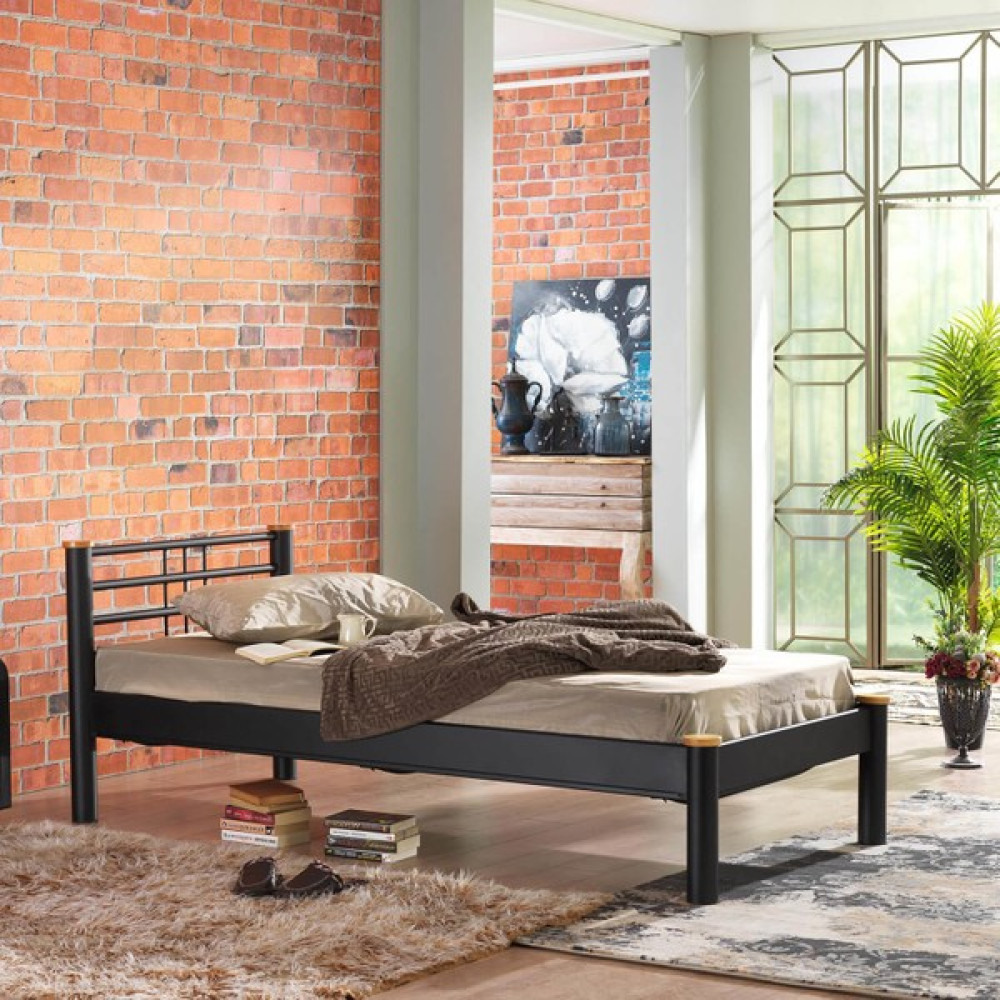 Unimet Kappis-S Tek Kişilik Ferforje Metal Karyola-Siyah - 90 x 190 cm Karyola Fiyatı
