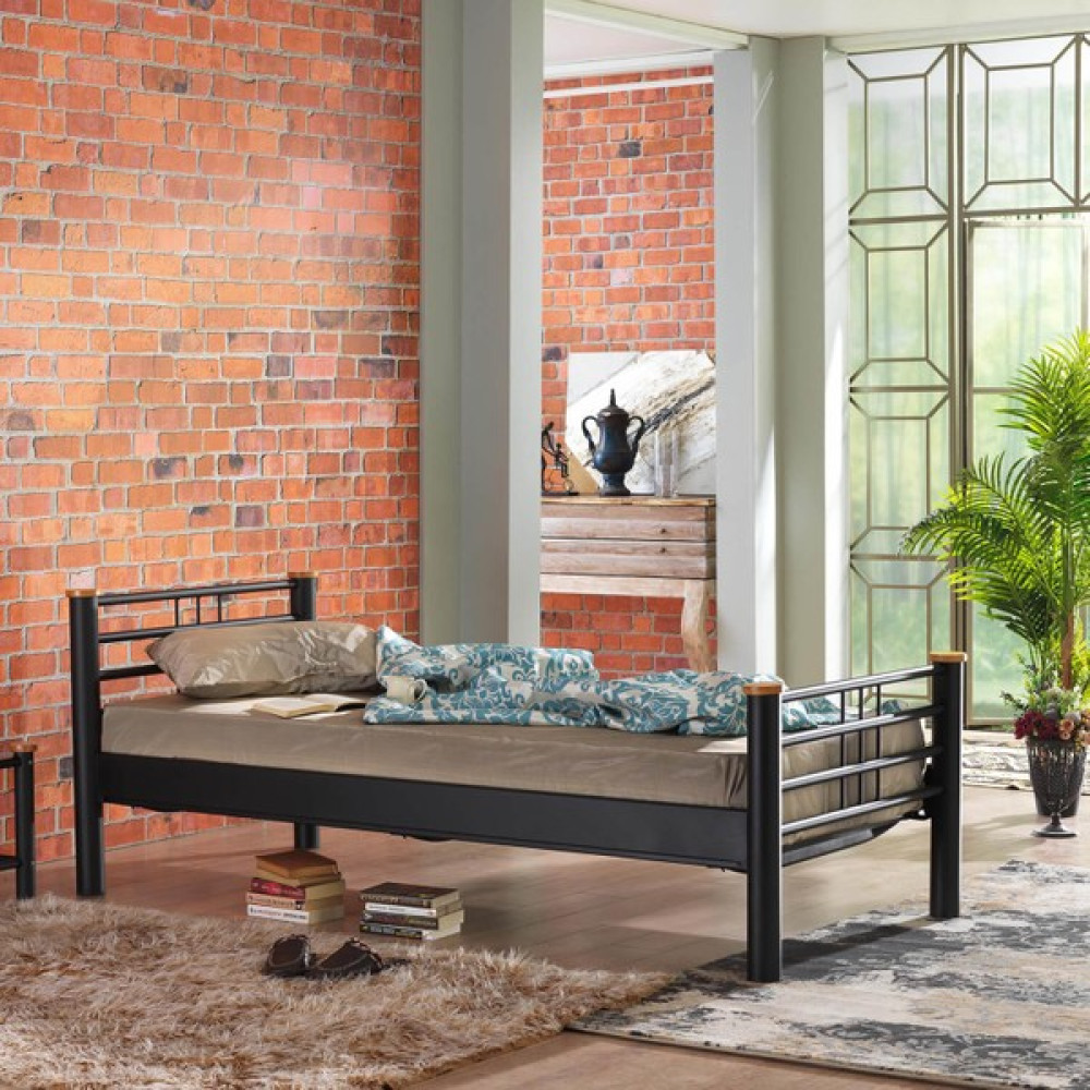 Unimet Kappis Tek Kişilik Ferforje Metal Karyola-Siyah - 90 x 190 cm Karyola Fiyatı