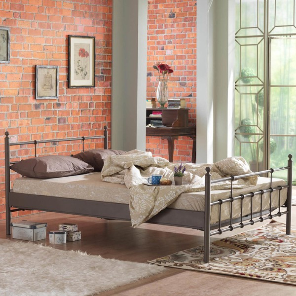 Unimet Lalas Çift Kişilik Ferforje Metal Karyola-Kahverengi - 140 x 190 cm Karyola Fiyatı