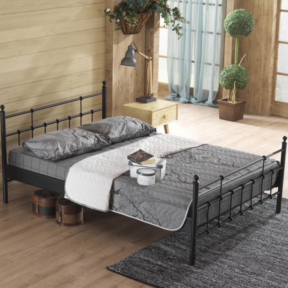 Unimet Lalas Çift Kişilik Ferforje Metal Karyola-Siyah - 140 x 190 cm Karyola Fiyatı