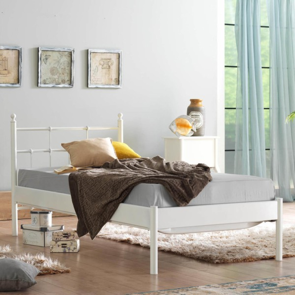 Unimet Lalas-S Tek Kişilik Ferforje Metal Karyola-Beyaz - 90 x 190 cm Karyola Fiyatı