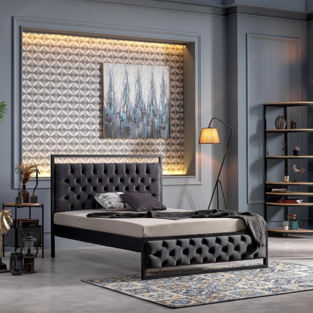 Unimet Mithra Çift Kişilik Metal Karyola Siyah - 200 x 150 cm Karyola Fiyatı