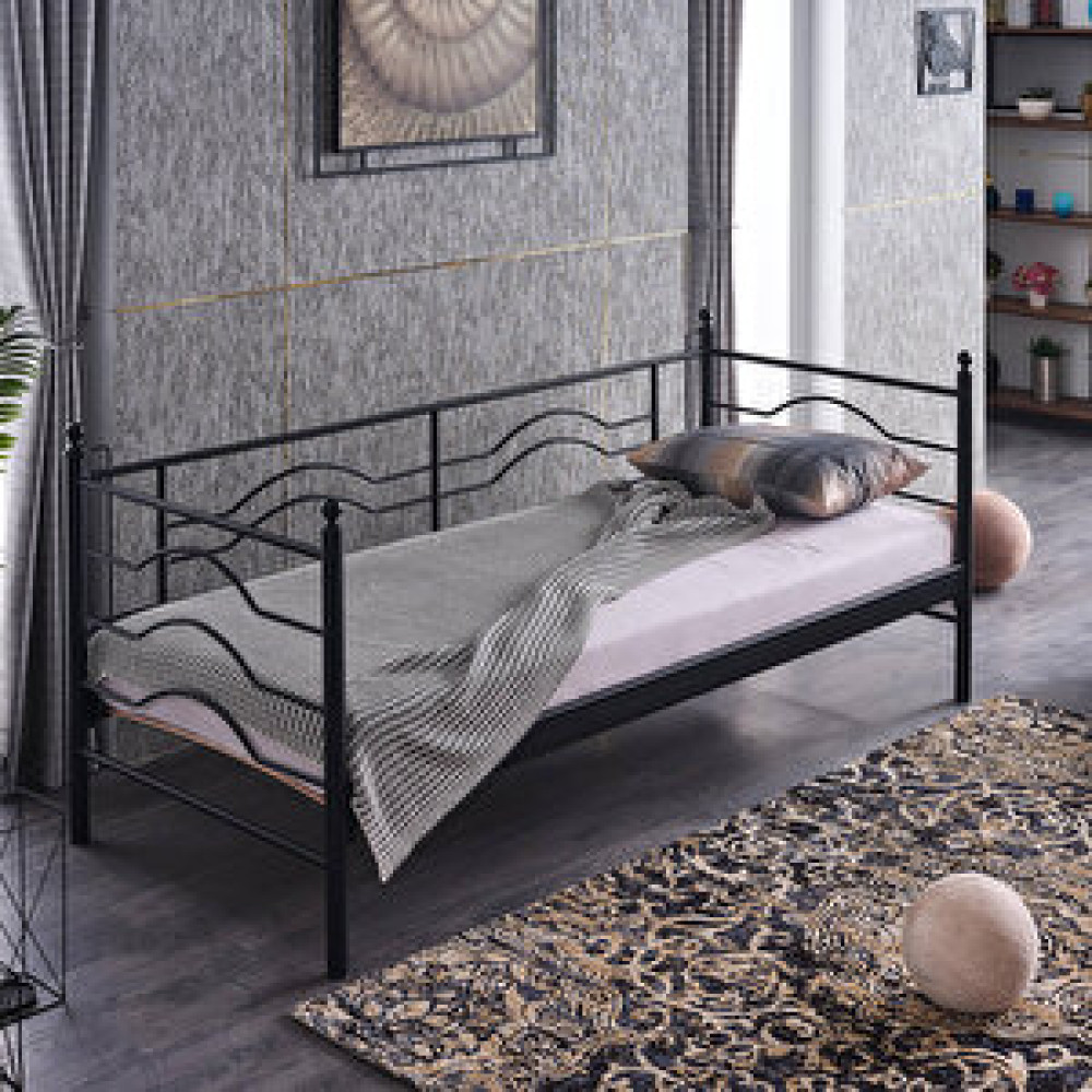Unimet Myra Daybed Tek Kişilik Metal Karyola - Siyah 90x190 cm Karyola Fiyatı