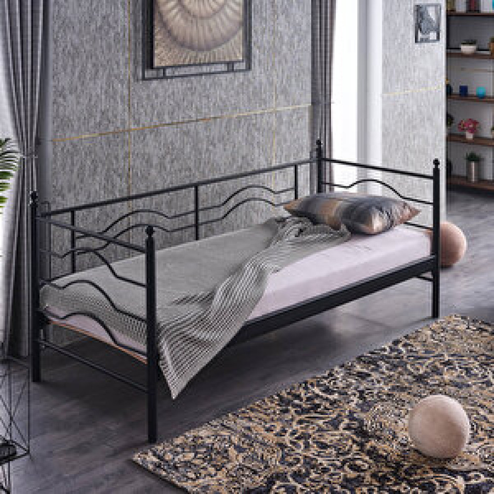 Unimet Myra Daybed Tek Kişilik Metal Karyola - Siyah 90x200 cm Karyola Fiyatı