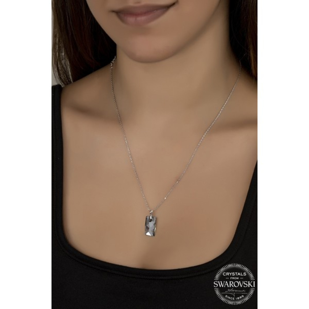 Union Takı Union Swarovski Crystal Kadın Baget Gümüş Kolye - Beyaz Gümüş Kolye Fiyatı
