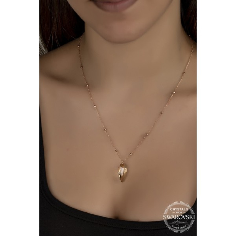 Union Takı Union Swarovski Crystal Kadın Golden Shadow Rose Gümüş Kolye - Beyaz Gümüş Kolye Fiyatı