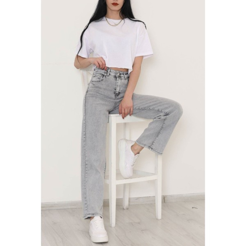 Uniq Mobile Palazzo Kot Pantolon Gri - 10827.1431. Pantolon, Şort, Tayt Fiyatı