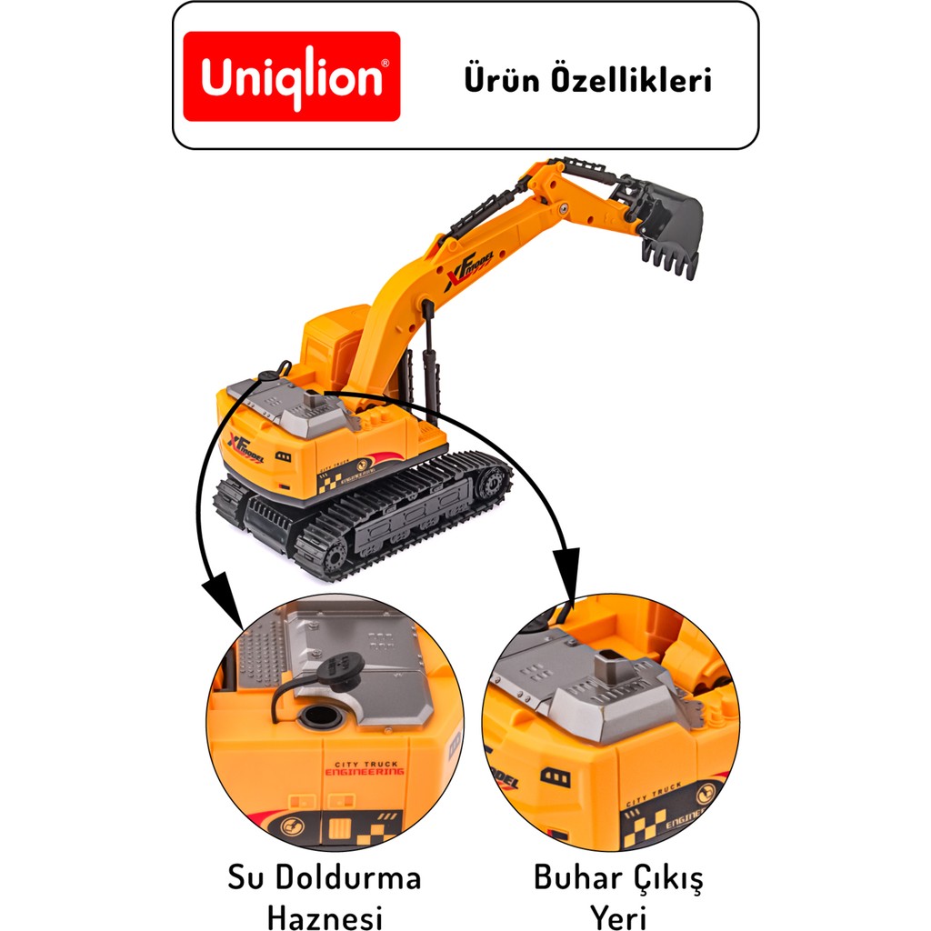 Uniqlion Uzaktan Kumandalı Ekskavatör (Buharlı) - Sarı TV Aksesuarları Fiyatı
