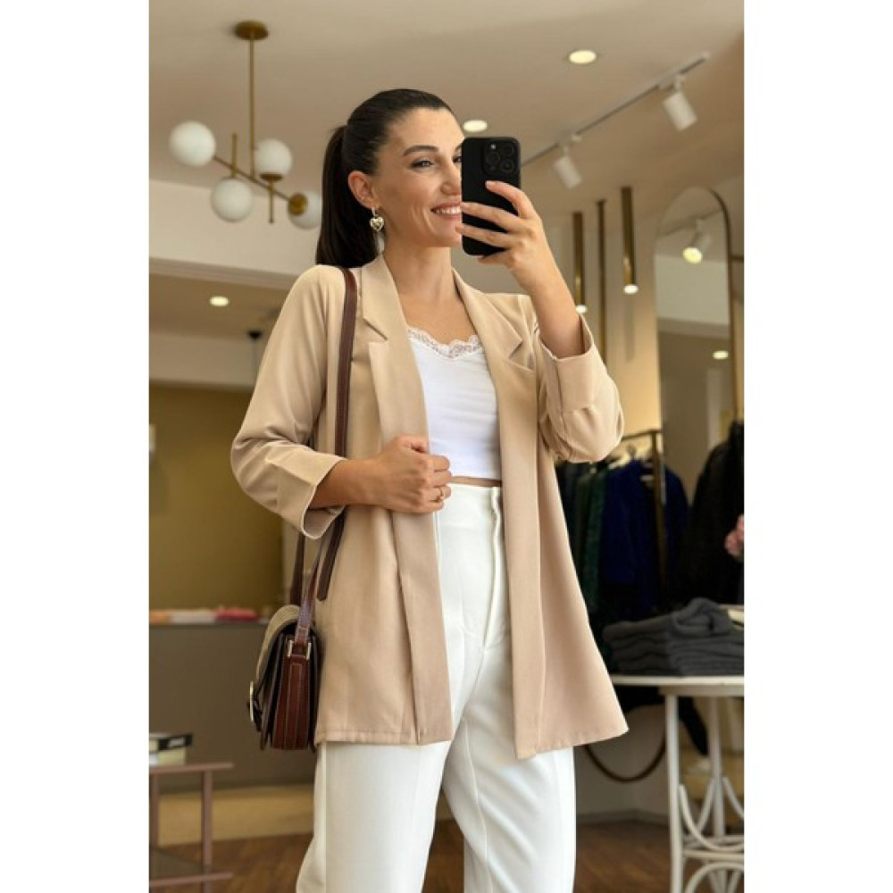 Unique Boutique Krem Ince Blazer Ceket Bayan Ceket Fiyatı