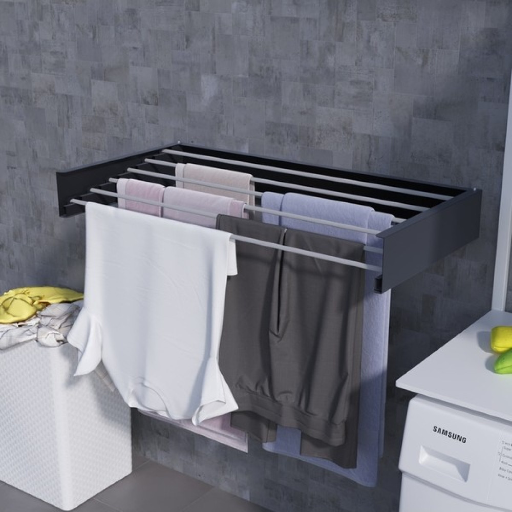 Unique Design Design Kurutmalık Çamaşır Askısı - Duvara Monte, Katlanabilir Çamaşırlık - (ANTRASIT-100CM) Çamaşır Kurutma Makineleri Fiyatı