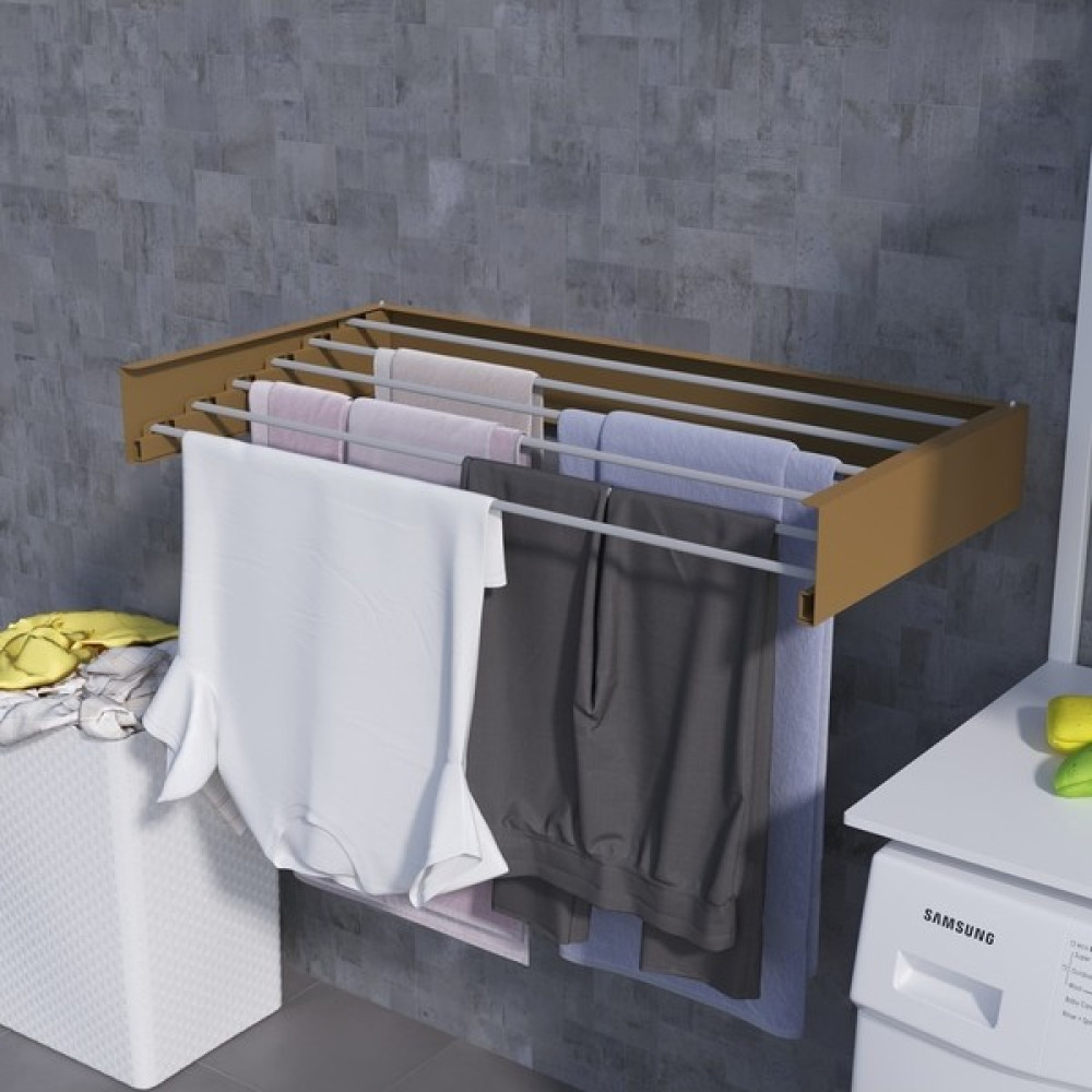 Unique Design Design Kurutmalık Çamaşır Askısı - Duvara Monte, Katlanabilir Çamaşırlık - (CAPPUCCINO-100CM) Çamaşır Kurutma Makineleri Fiyatı