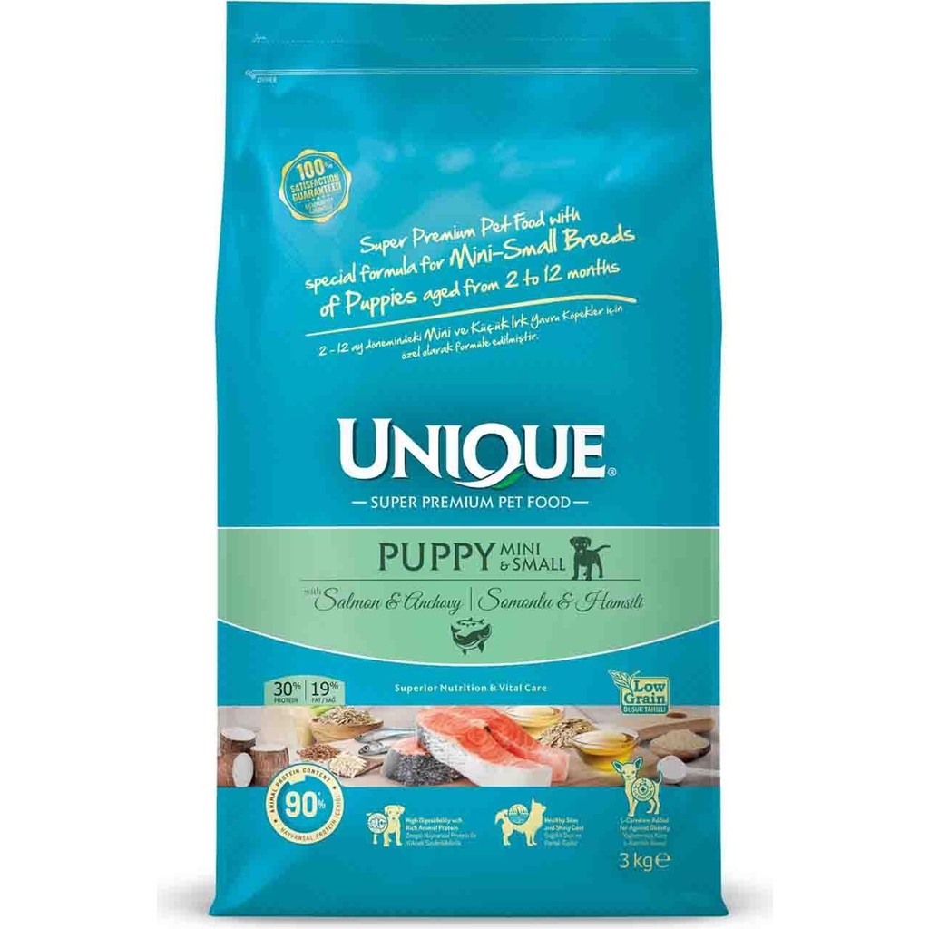 Unique Mini Puppy Somonlu Yavru Köpek Maması 3 kg Küçük Irklar İçin Yüksek Sindirilebilirlik Evcil Hayvan Ürünleri Fiyatı