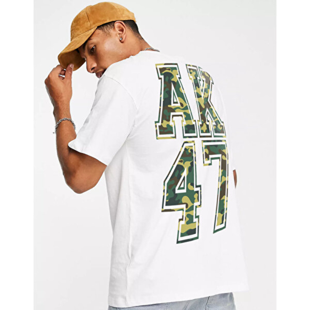 Unisex AK47 Oversize Tshirt Beyaz Erkek T-shirt Fiyatı
