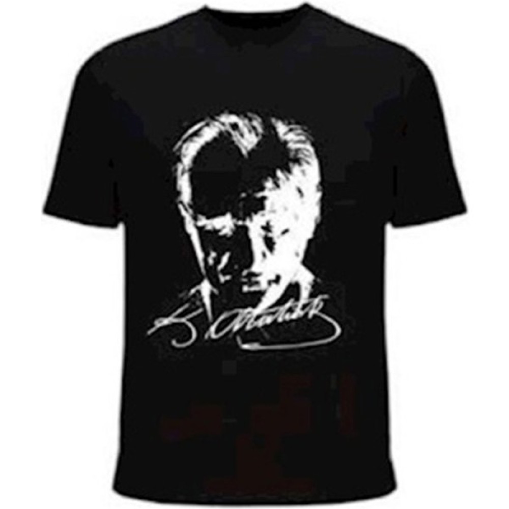 Unisex Atatürk Baskılı Siyah Tişört Oversize %100 Pamuk Yüksek Kalite Erkek T-shirt Fiyatı