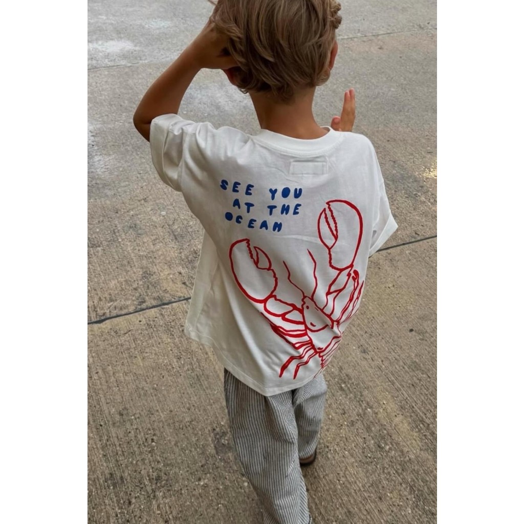 Unisex Çocuk Pamuklu Kumaş Istakoz Baskılı T-Shirt Giyim & İç Giyim Fiyatı