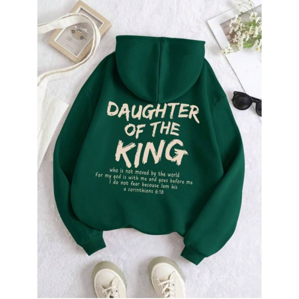 Unisex Daughter Of The King Baskılı Oversize Kapüşonlu Yeşil Sweatshirt Bayan Sweatshirt Fiyatı