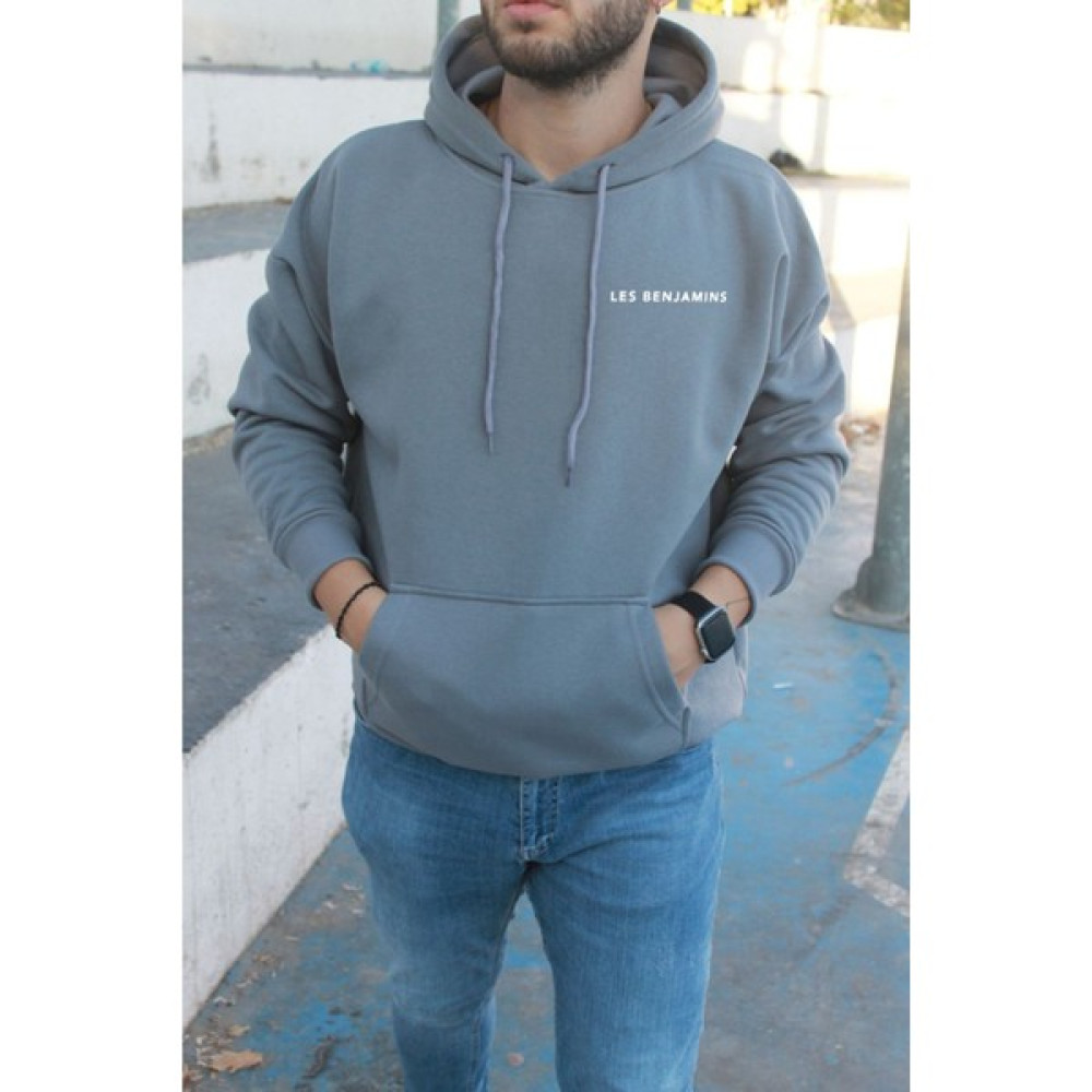 Unisex Füme Les Benjamins Baskı Detaylı Oversize Kapşonlu Sweatshirt Erkek Sweatshirt Fiyatı