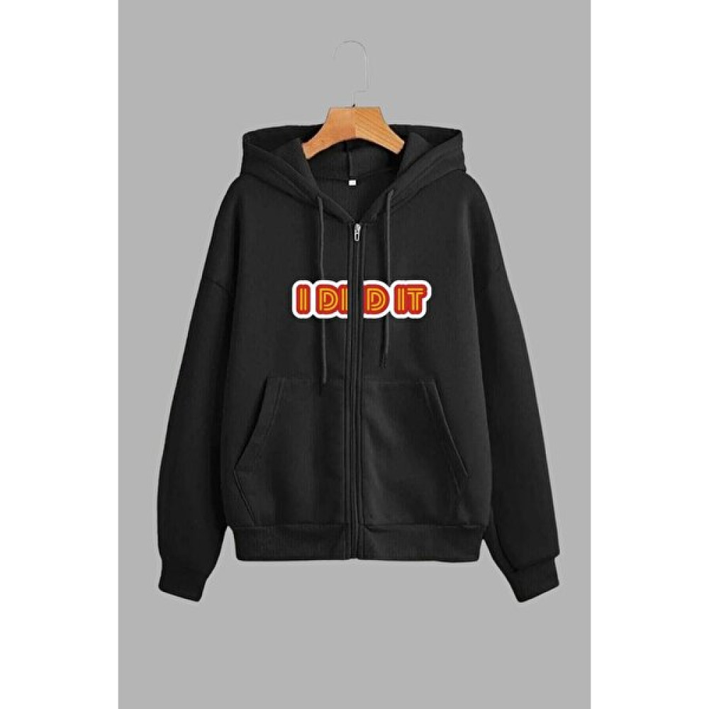 Unisex Siyah Kapüşonlu Sweatshirt Ceket I Did It Baskılı Bayan Ceket Fiyatı