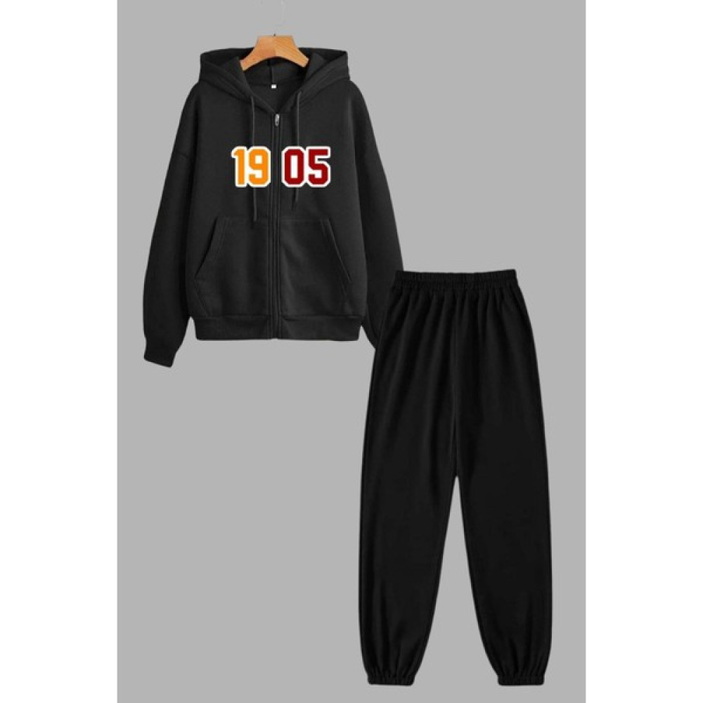 Unisex Siyah Kapüşonlu Sweatshirt Ceket ve Eşofman Altı Takım Galatasaray Baskılı Kadın Eşofman Fiyatı
