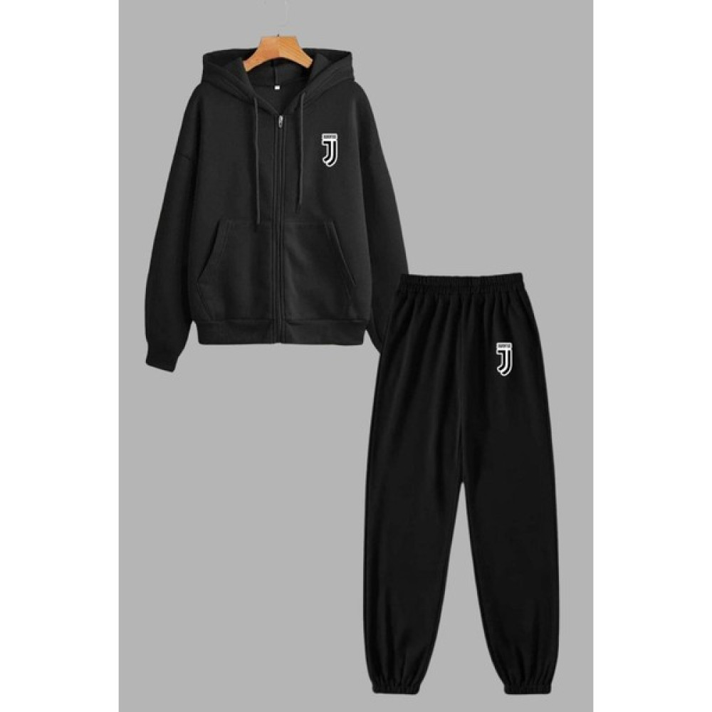 Unisex Siyah Kapüşonlu Sweatshirt Ceket ve Eşofman Altı Takım Juventus Baskılı Kadın Eşofman Fiyatı