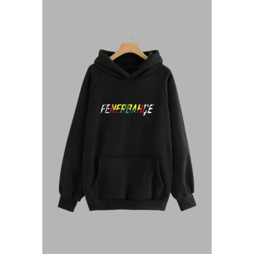 Unisex Siyah Kapüşonlu Sweatshirt Fenerbahçe Baskılı Erkek Sweatshirt Fiyatı