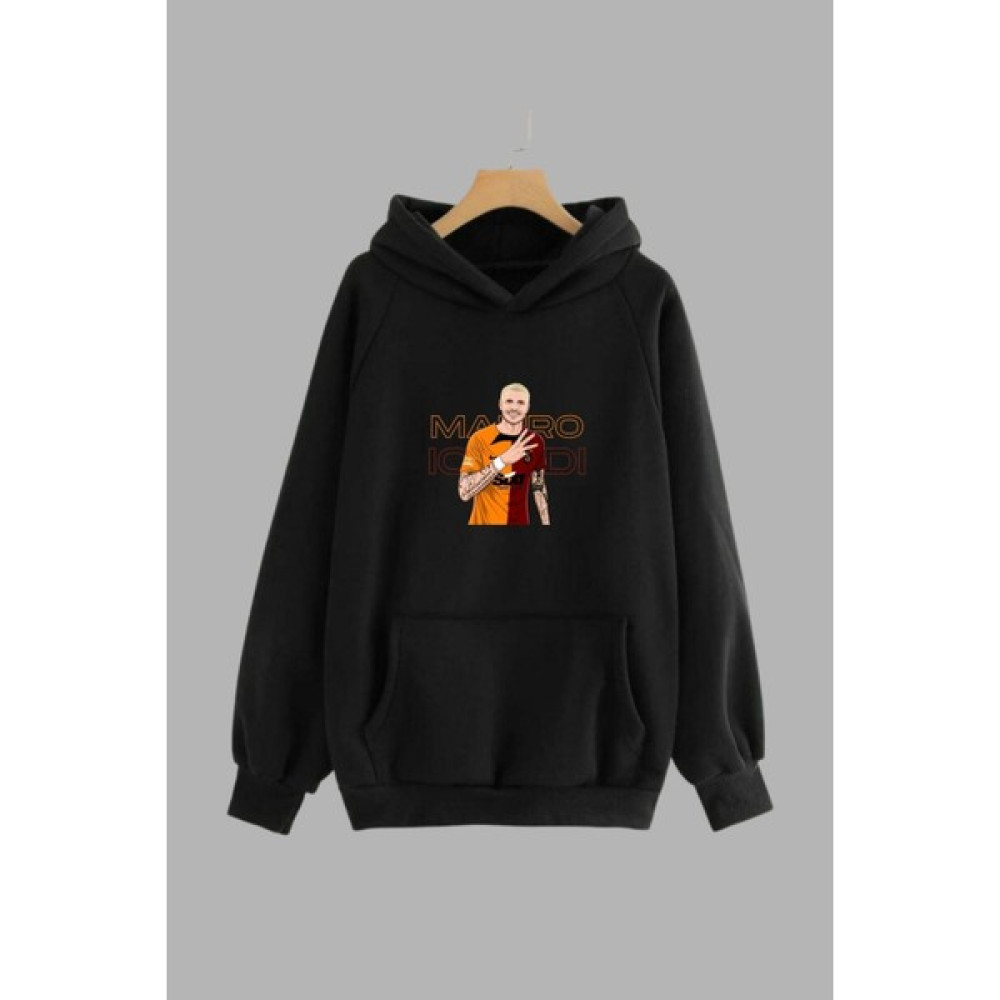 Unisex Siyah Kapüşonlu Sweatshirt Mauro Icardi Baskılı Erkek Sweatshirt Fiyatı