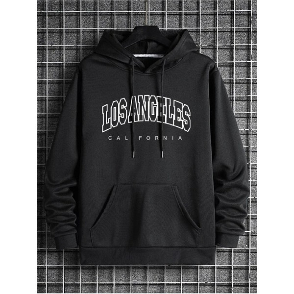 Unisex Siyah Los Angeles California Baskı Oversize Kapşonlu Sweatshirt Erkek Sweatshirt Fiyatı