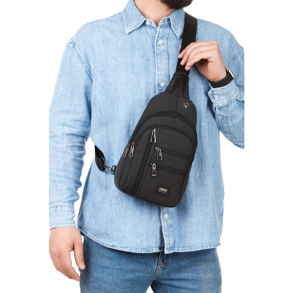 Unisex Siyah Omuz Çantası Su Geçirmez Kanvas Kumaş Body Bag Çift Taraflı Çapraz Postacı Çanta Diğer Fiyatı