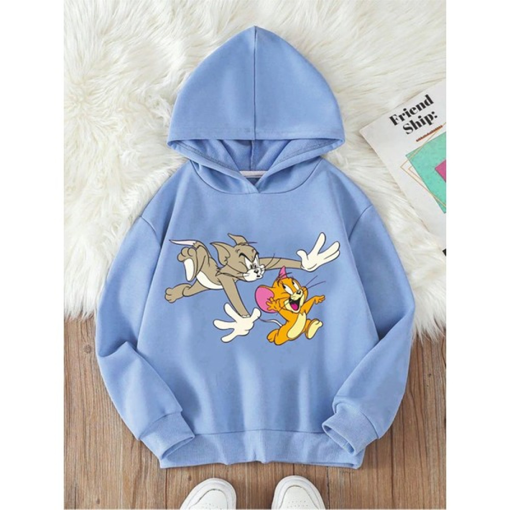 Unisex Tom ve Jerry Baskılı Çocuk Kapşonlu Sweatshirt Kız Çocuk Sweatshirt Fiyatı