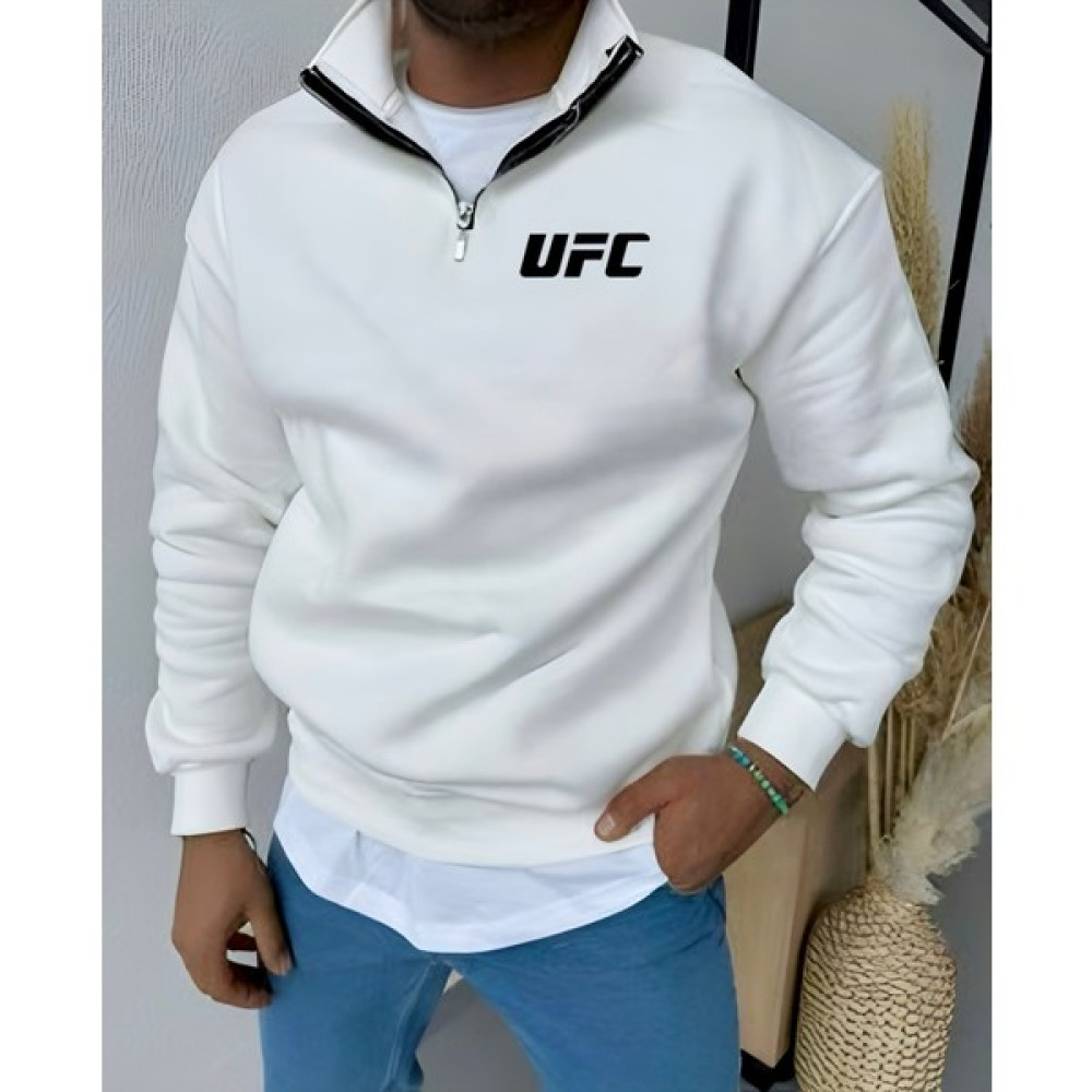 Unisex Yarım Fermuarlı Kışlık Şardonlu Ufc Baskılı Pamuklu Sweatshirt Erkek Sweatshirt Fiyatı