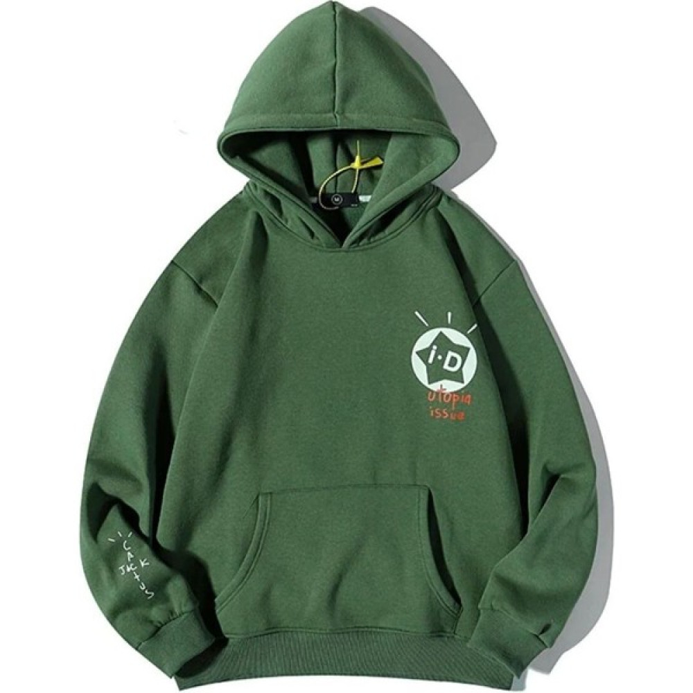Unisex Yeşil Id Baskılı Oversize Kapşonlu Sweatshirt Erkek Sweatshirt Fiyatı
