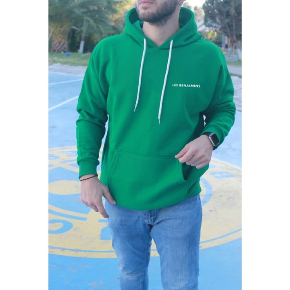 Unisex Yeşil Les Benjamins Baskı Detaylı Oversize Kapşonlu Sweatshirt Erkek Sweatshirt Fiyatı