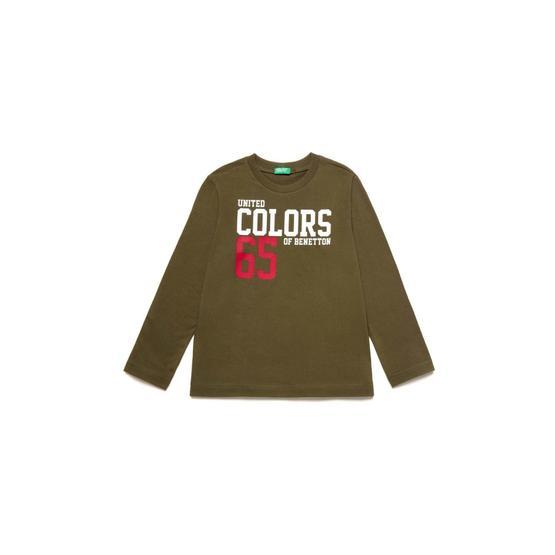 United Colors of Benetton Benetton Yazılı Yeşil Erkek Çocuk T-Shirt