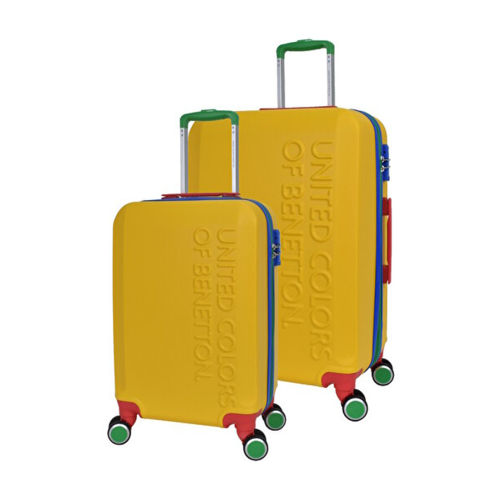 United Colors Of Benetton Bnt600 Lüx ABS Büyük Boy ve Kabin Boy Sarı 2'li Valiz Seti Bavul / Valiz Fiyatı