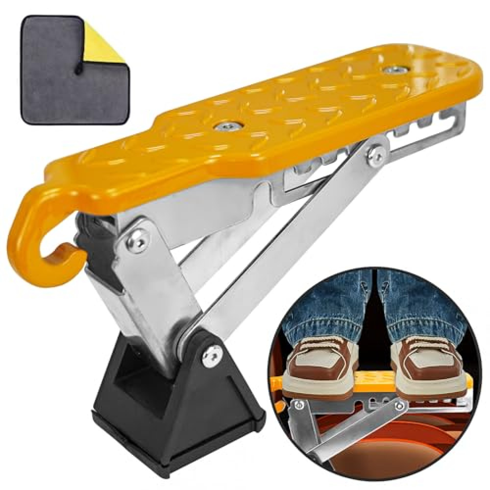 Universal Fit Car Door Step, Foldable Door Latch Step with Adjustable Angle for Car Roof Access, Both Feet Stand Car Step for SUV and Truck, Orange