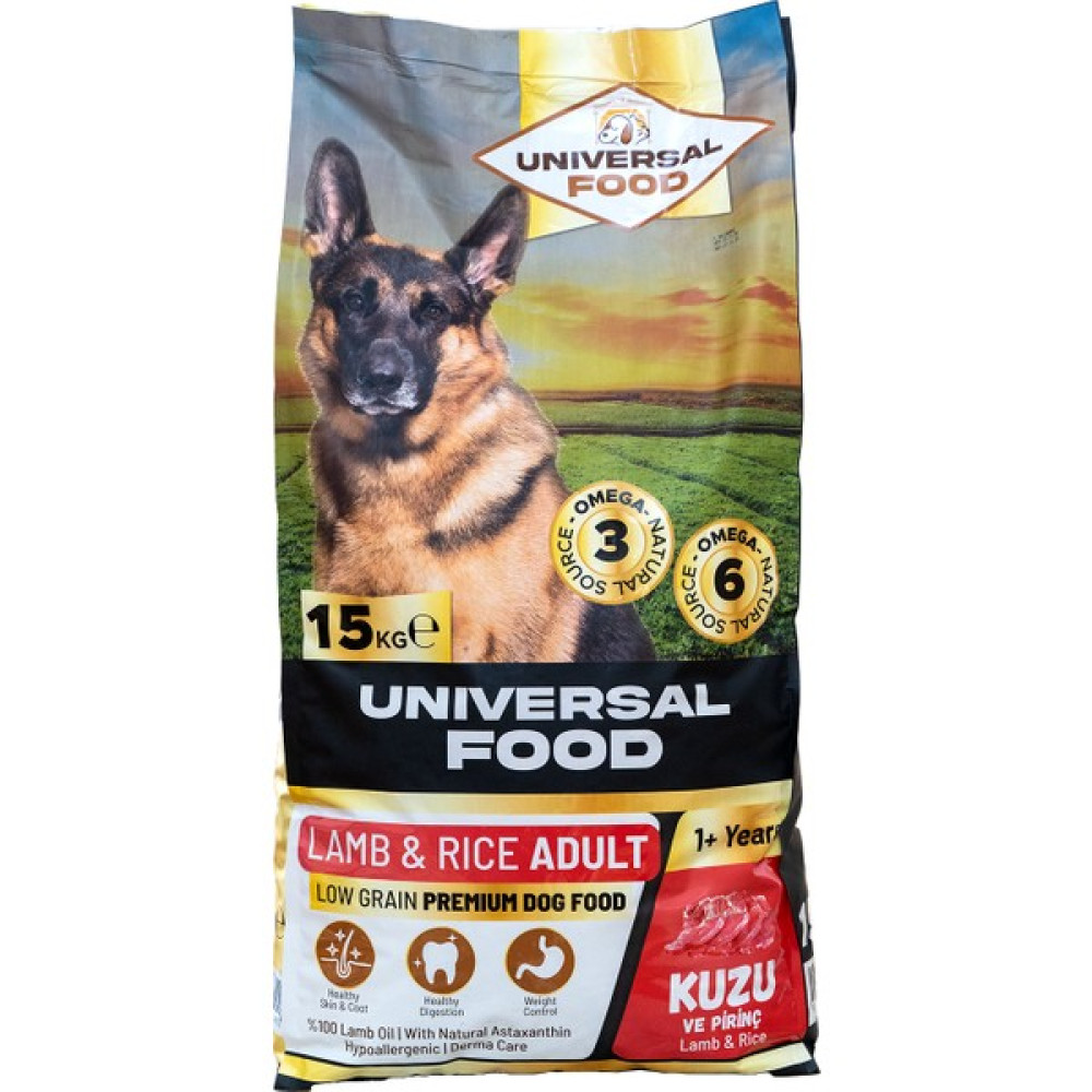 Universal Food Düşük Tahıllı Premium Kuzu Etli Yetişkin Köpek Maması 15 Kg. %100 Kuzu Yağı Astaksantin içeren Hypoallergenic - 15 KG Evcil Hayvan Ürünleri Fiyatı