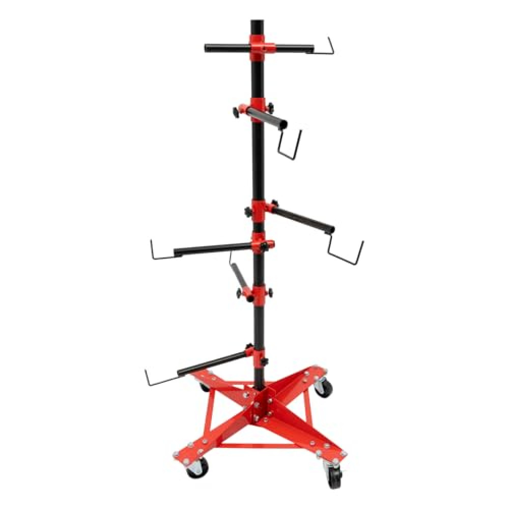 Universal Panel Tree Paint Stand with 6 Adjustable Hooks, Auto Body Hood Door Paint Rack Stand Tree Holder with 4 Caster Wheels, Panel Holder Adjustable Center Post Hang Auto Doors Fenders Bumpers