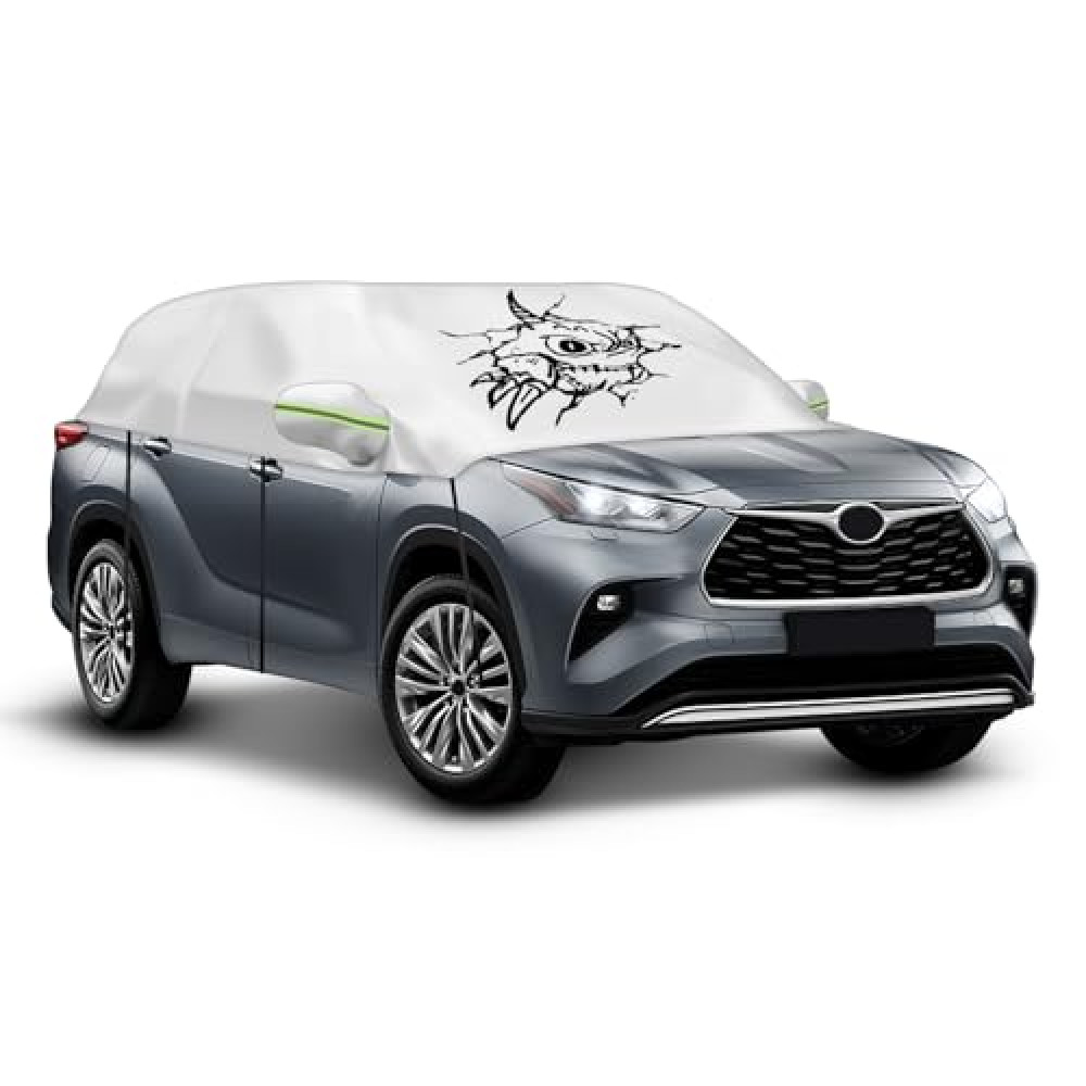 Universal SUV Half Car Cover,Windshield Body Cover Winter Auto Top Snow Ice Cover, Car Hail Protector Sunroof Cover, Waterproof Car Body Guard Cover Fit All Weather (SUV-M)