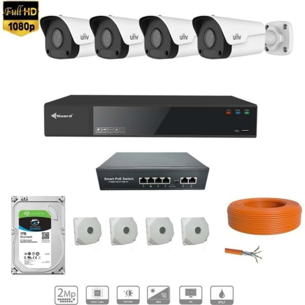 Unıvıew 2 Mp Ip Kamera 4 Kameralı Full Hd Set Diğer Fiyatı