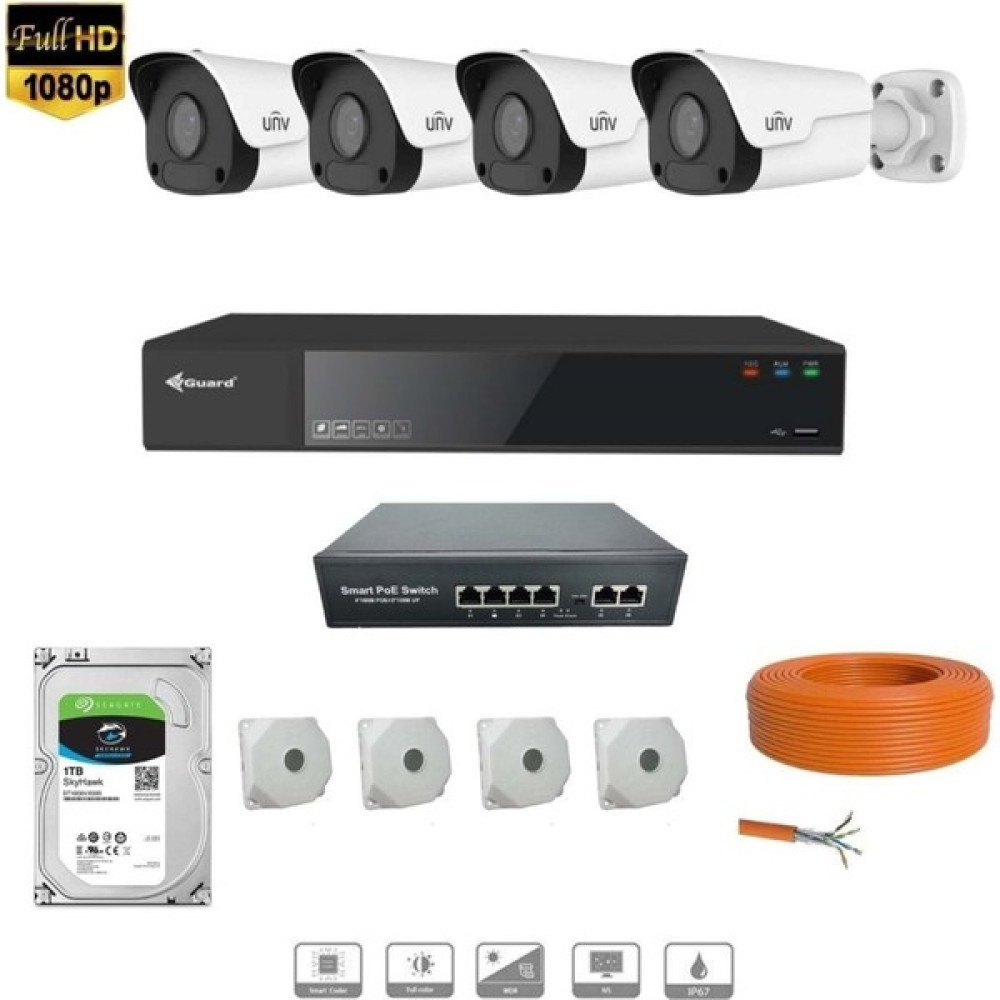 Unıvıew 4 Mp Ip Kamera 4 Kameralı Full Hd Set Diğer Fiyatı
