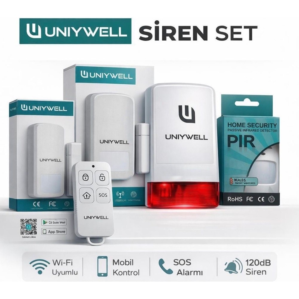 Uniywell Kablosuz Dış Ortam Sirenli Wifi Alarm Seti Diğer Fiyatı