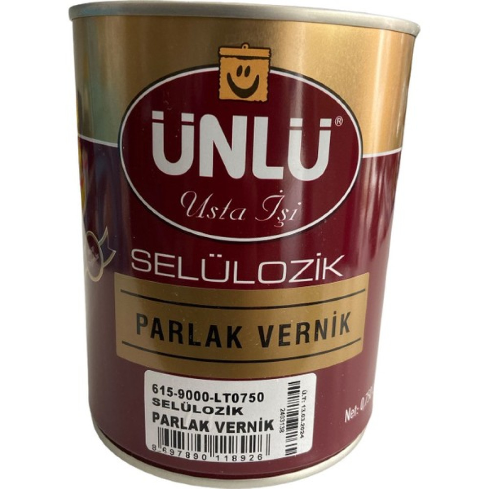 Ünlü Parlak Ahşap Vernik Selülozik 0,750 Lt - Şeffaf Sanatsal Malzemeler Fiyatı