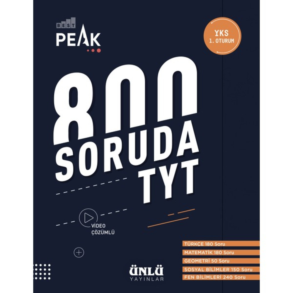 Ünlü Yayınları Best Peak 800 Soruda TYT Soru Bankası Kaynak Kitapları Fiyatı